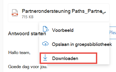 Bijlage voor nieuwe Outlook downloaden