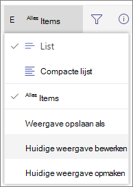 Menu Weergaveopties schakelen