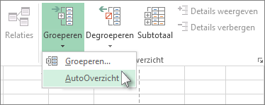 Klik op de pijl onder Groep en klik daarna op AutoOverzicht