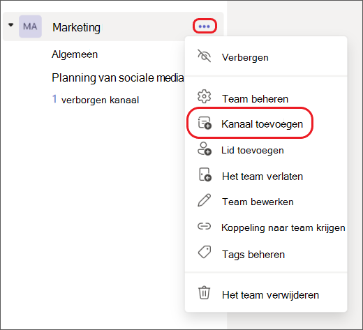 Teams - een nieuw gedeeld kanaal toevoegen
