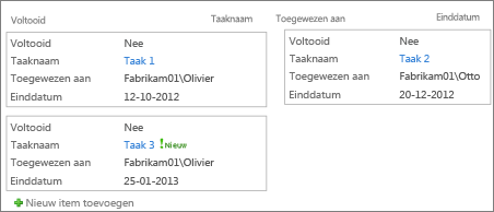 Een weergave met de stijl In vakken