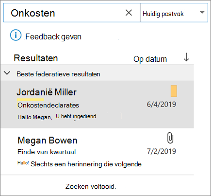 Uw e-mail in Outlook zoeken met de zoekfunctie