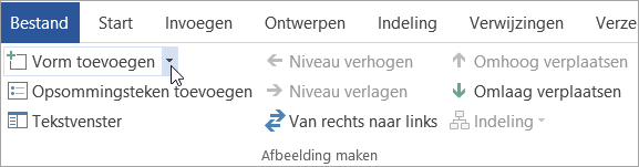 De knop Vorm toevoegen in de groep Afbeelding maken