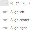 Het menu Uitlijnen in de webversie van Outlook.