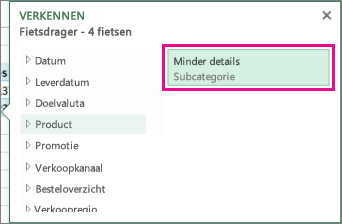 De knop Minder details in het vak Verkennen