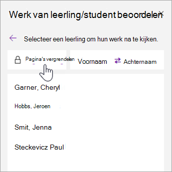 Selecteer Paginavergrendeling.