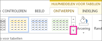 Galerie Tabelstijlen en knop Meer