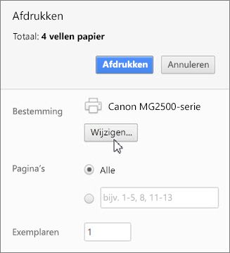 Klik op Wijzigen om een printer kiezen