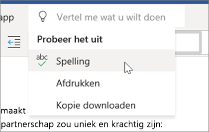 Uitleg in Word Online