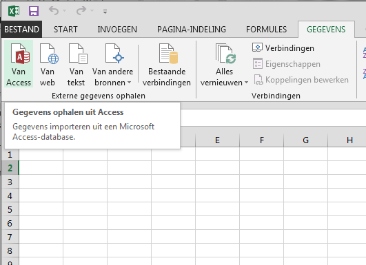 Gegevens importeren uit Access