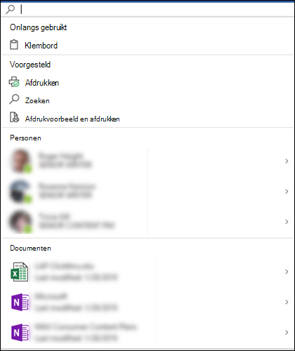 Het vak Microsoft Search is geselecteerd