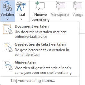 Beschikbare hulpmiddelen voor vertalen in Office-programma's