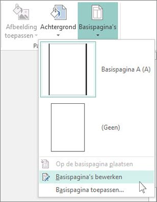 Schermafbeelding van de vervolgkeuzelijst Basispagina's bewerken  in Publisher.