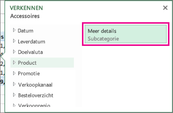 De knop Meer details in het vak Verkennen