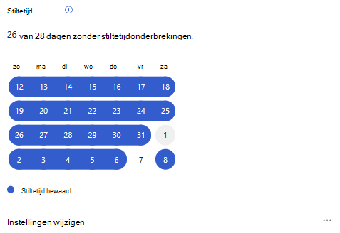 Schermopname van de kaart Stiltetijd onder Voortgang bijhouden op het tabblad Welzijn