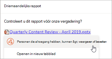 Een schermafbeelding van een koppeling naar een OneDrive-bestand