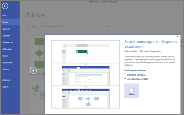 Eerste pagina van de wizard Controlediagramsjabloon