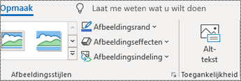 Knop Alternatieve tekst op het lint voor Outlook voor Windows.