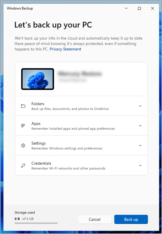 Windows Back-up op Windows 11.