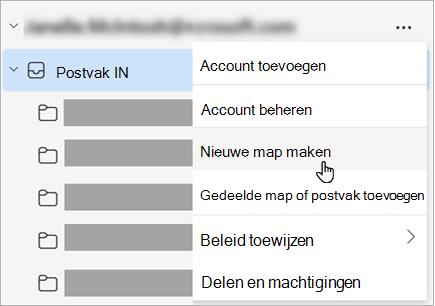 Schermopname van Nieuwe map maken geselecteerd in het menu Meer opties in het mappenvenster