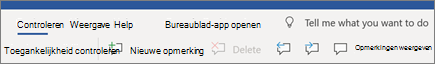 Opmerkingen in het lint van Word