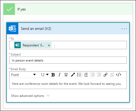 Personen, een onderwerpregel en teksttekst toevoegen aan uw e-mail als een actie in Power Automate