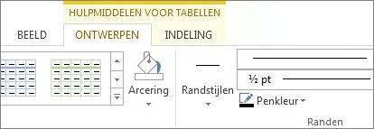 Locatie van Hulpmiddelen voor tabellen