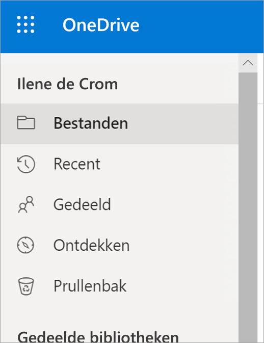 Menu weergeven in OneDrive