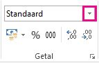 Vak Getalnotatie op het tabblad Start