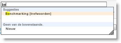 Wanneer u een trefwoord begint te typen, worden de beschikbare termen en bestaande trefwoorden gesuggereerd.