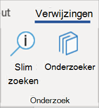 De knop Onderzoeker in Word