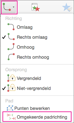 Houd Control ingedrukt terwijl u op het pad klikt, om het pad om te keren