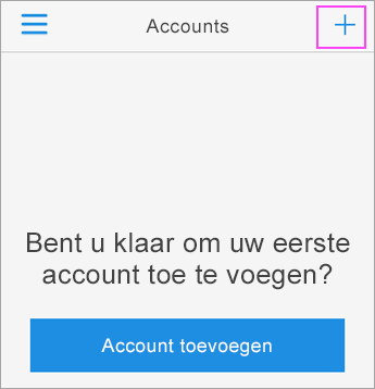 Tik op het +-teken in de Azure Authenticator-app.