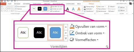 Opdrachten voor vormstijlen op het lint