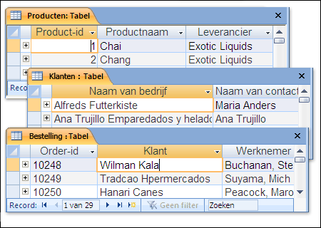 Afbeelding van drie tabellen in gegevensbladen