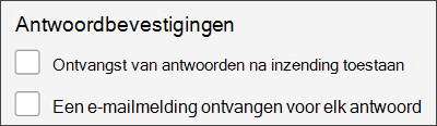 Een ontvangstbevestiging van uw antwoord ontvangen