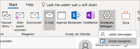 Een schermafbeelding van de knop Groepsinstellingen op het lint