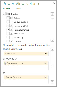 Lijst met Power View-velden