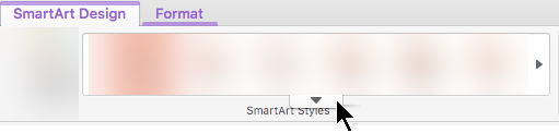 Klik op de pijl omlaag om meer opties voor SmartArt-afbeeldingsstijlen weer te geven