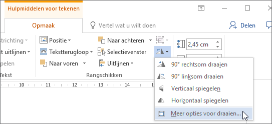Meer opties voor draaien in het menu Draaien
