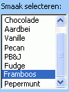 Voorbeeld van een formulierbesturingselement Keuzelijst