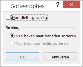 Klik in het dialoogvenster Sorteren op Opties