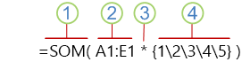 Syntaxis van matrixformule met matrixformule