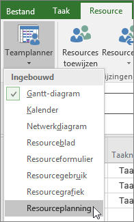 Overschakelen naar de weergave Resourceplanning