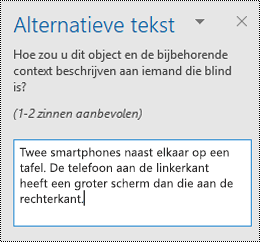 Alternatieve tekstvenster in Outlook voor Windows.