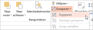 Groep selecteren in het menu Groep