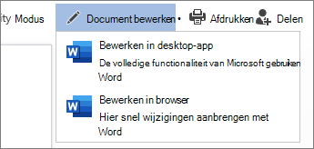 Selecteer Bewerken in browser om te bewerken in de webversie van Word