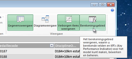 Het berekeningsgebied in PowerPivot