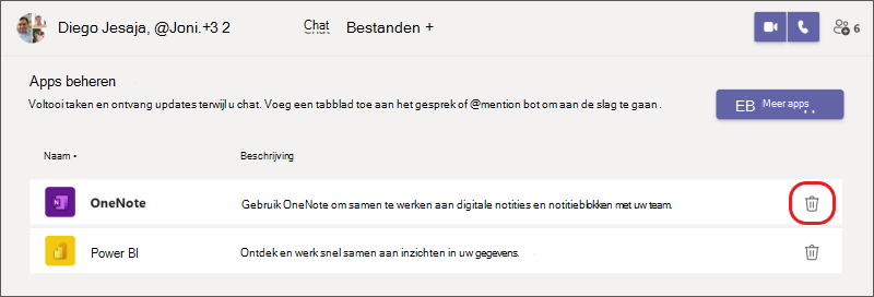 een app uit een chat verwijderen