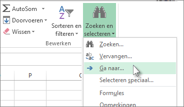 Klik op Zoeken en selecteren en daarna op Ga naar